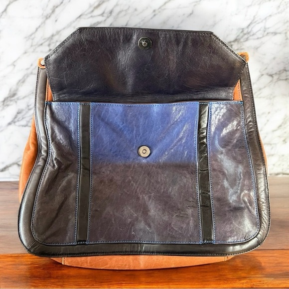 Tory Burch Two-Tone Brown and Black Leather Satchel - Picture 12 of 13